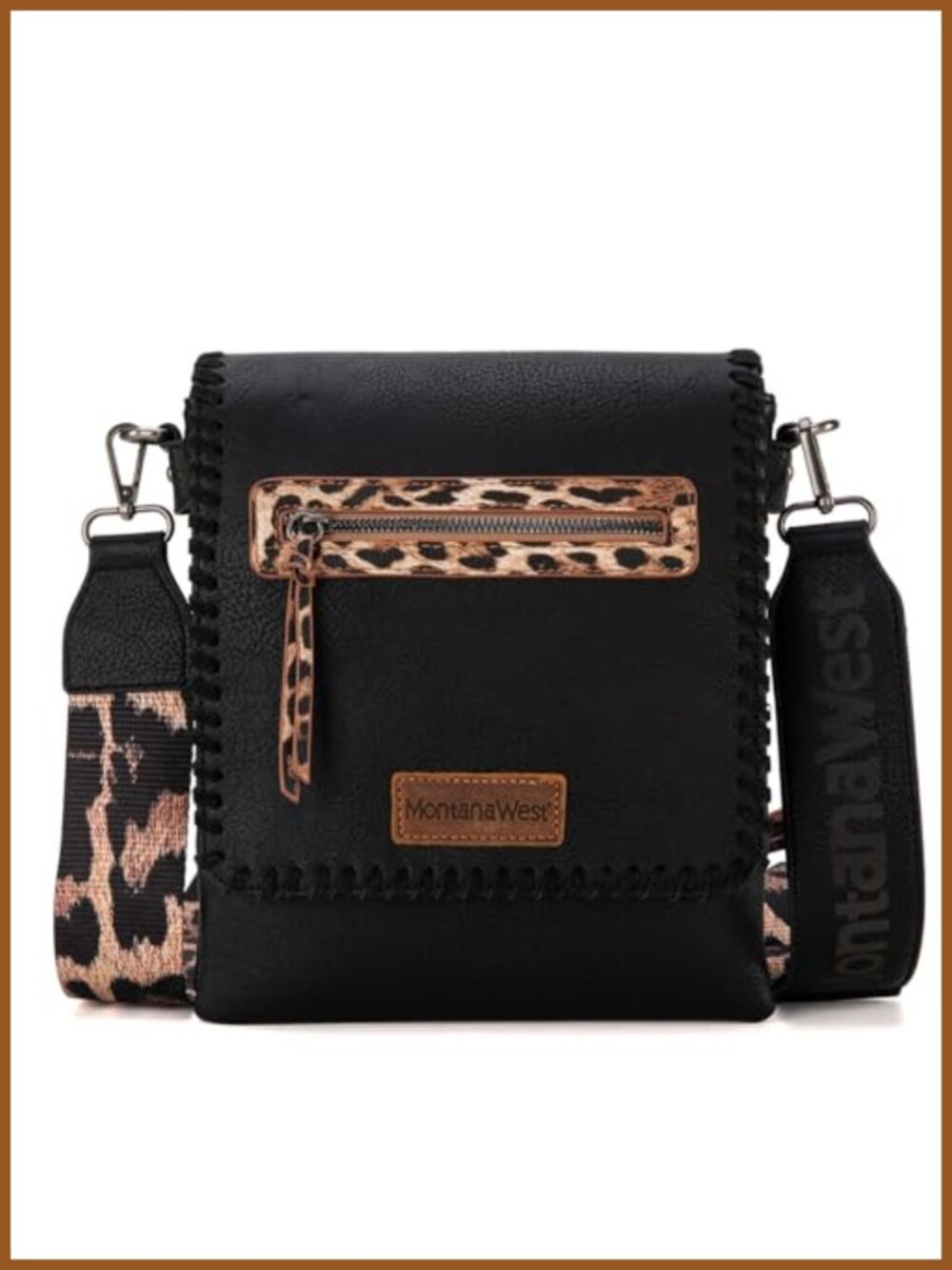 Montana West Crossbody Bag Dual Compartments Western Purse Leopard Print Guitar